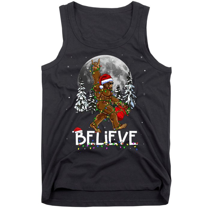 Santa Bigfoot Christmas Sasquatch Believe Tank Top