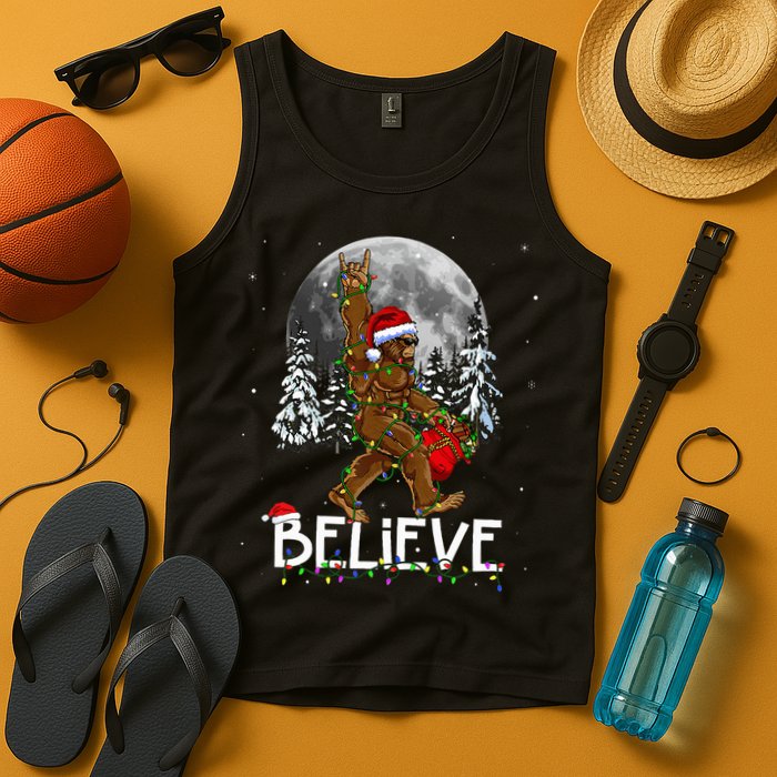 Santa Bigfoot Christmas Sasquatch Believe Tank Top