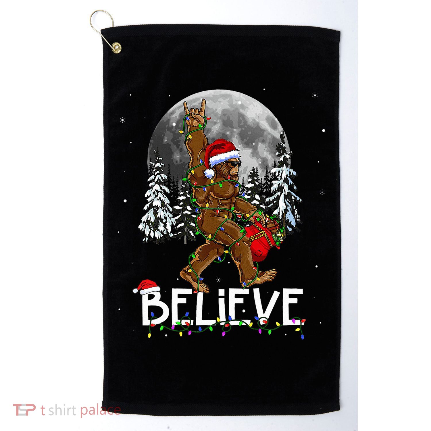 Santa Bigfoot Christmas Sasquatch Believe Golf Towel