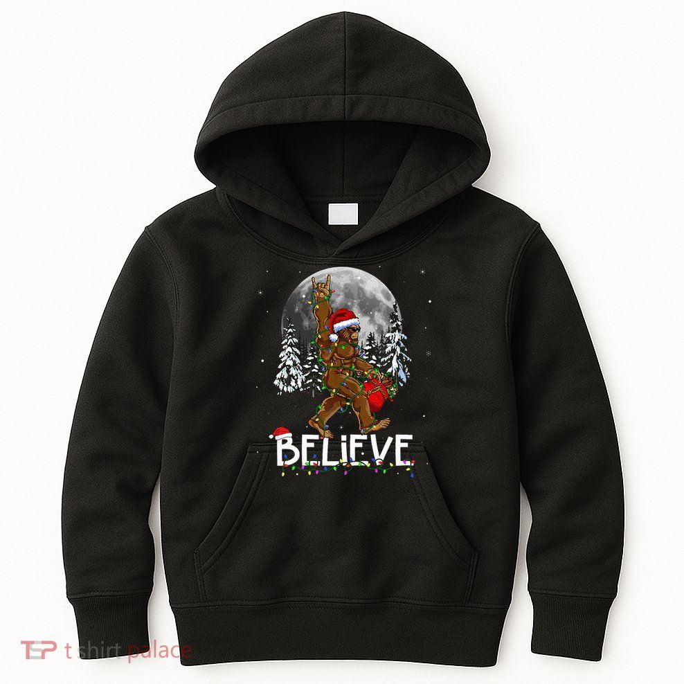Santa Bigfoot Christmas Sasquatch Believe Kids Hoodie