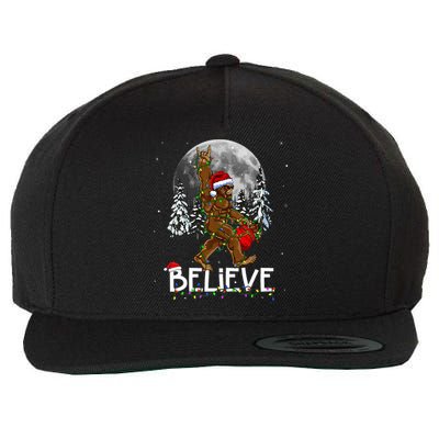 Santa Bigfoot Christmas Sasquatch Believe Wool Snapback Cap