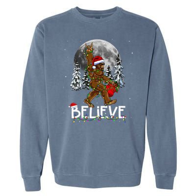 Santa Bigfoot Christmas Sasquatch Believe Garment-Dyed Sweatshirt