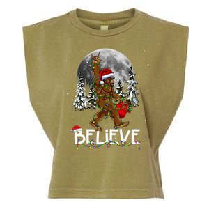 Santa Bigfoot Christmas Sasquatch Believe Garment-Dyed Women's Muscle Tee