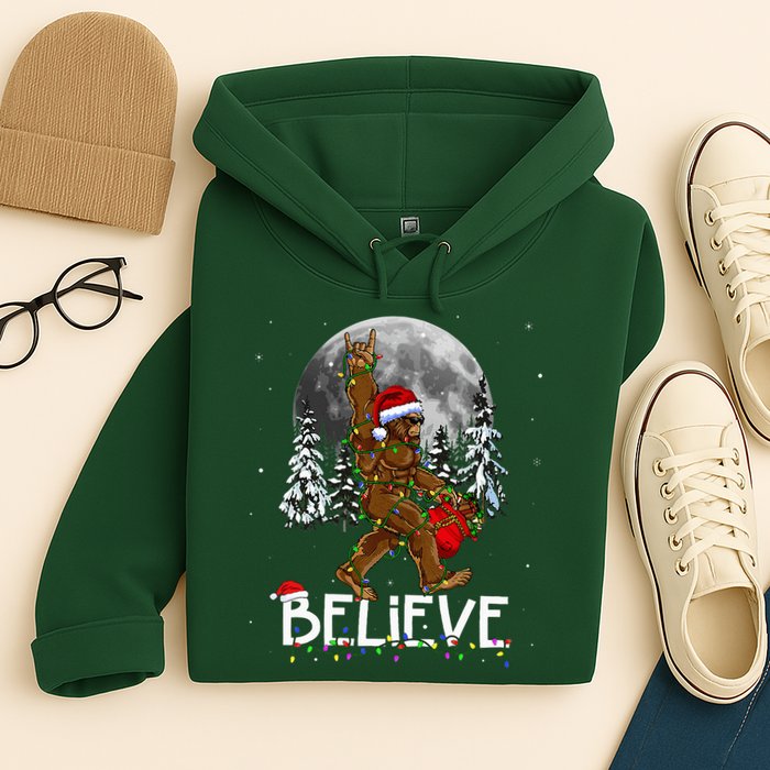 Santa Bigfoot Christmas Sasquatch Believe Hoodie
