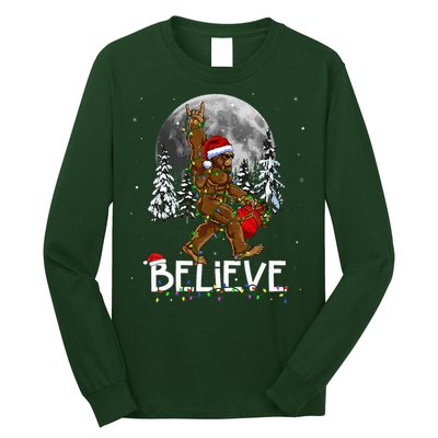 Santa Bigfoot Christmas Sasquatch Believe Long Sleeve Shirt