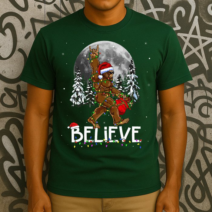 Santa Bigfoot Christmas Sasquatch Believe T-Shirt