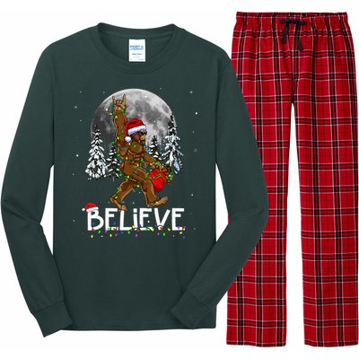 Santa Bigfoot Christmas Sasquatch Believe Long Sleeve Pajama Set