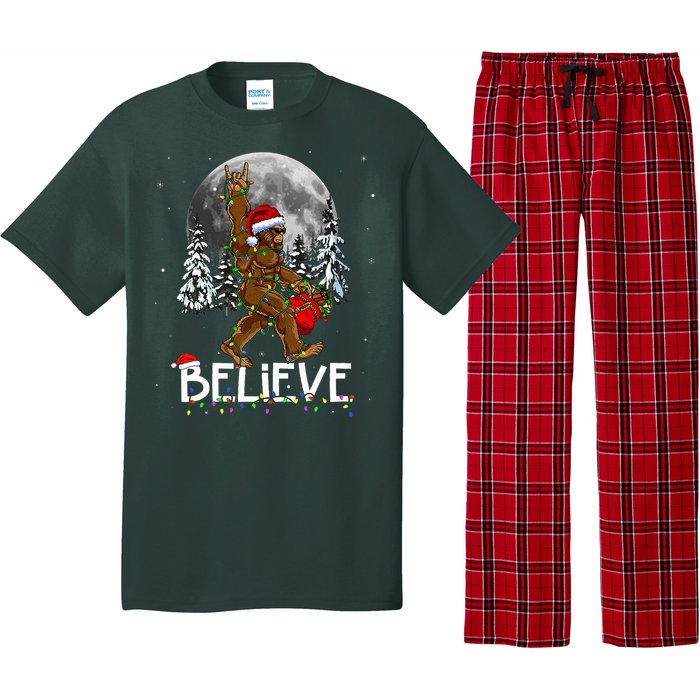 Santa Bigfoot Christmas Sasquatch Believe Pajama Set