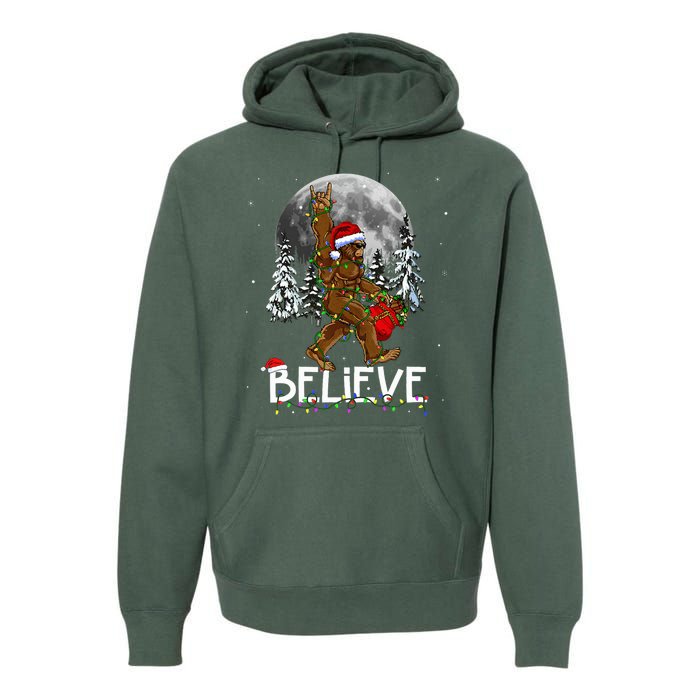 Santa Bigfoot Christmas Sasquatch Believe Premium Hoodie