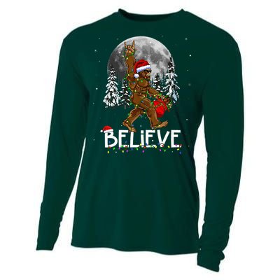 Santa Bigfoot Christmas Sasquatch Believe Cooling Performance Long Sleeve Crew