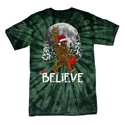 Santa Bigfoot Christmas Sasquatch Believe Tie-Dye T-Shirt