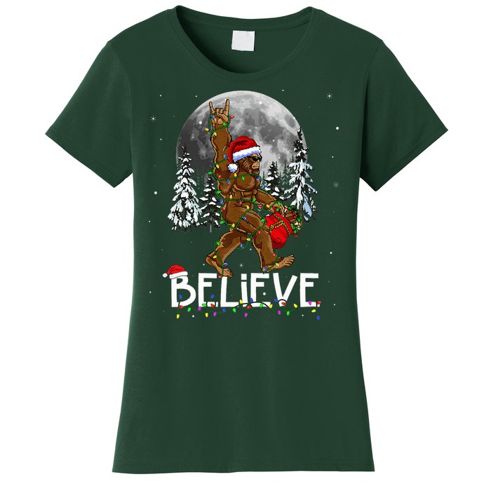 Santa Bigfoot Christmas Sasquatch Believe Women's T-Shirt