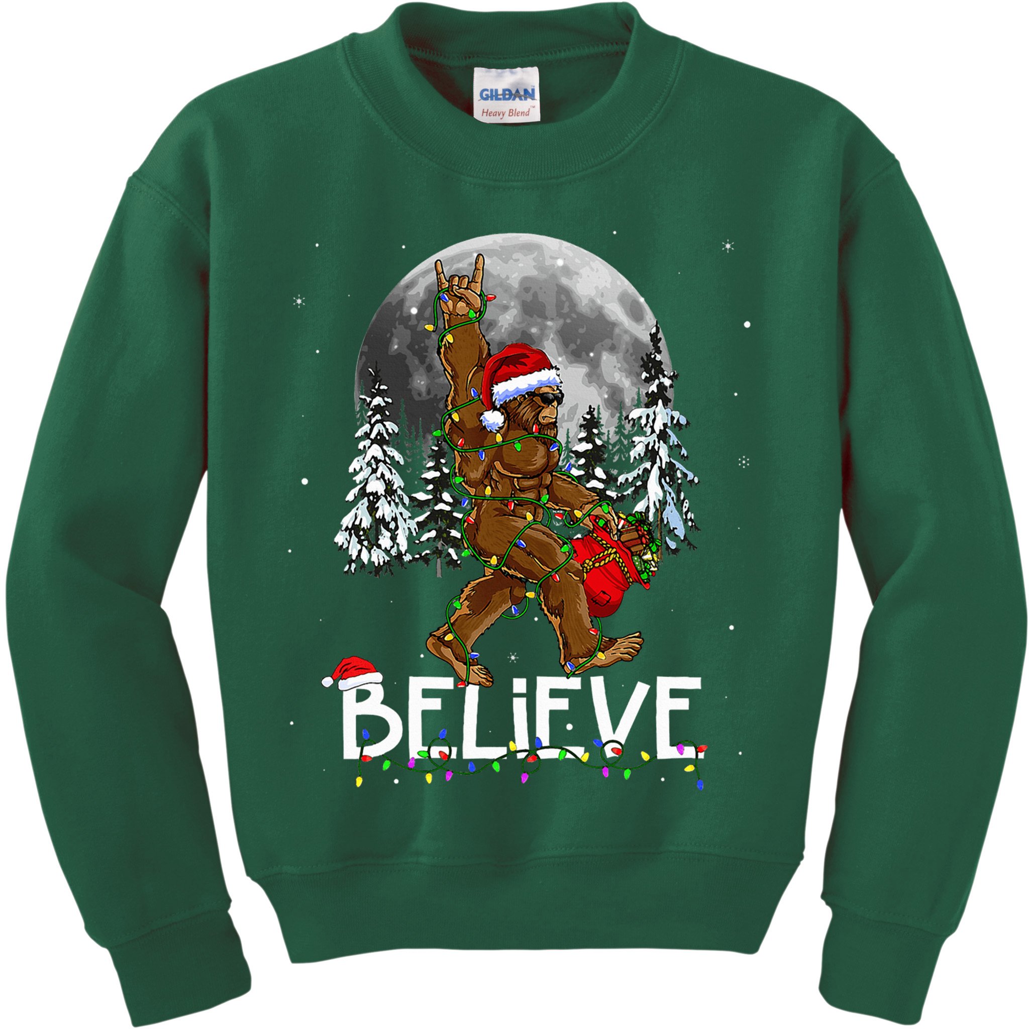Santa Bigfoot Christmas Sasquatch Believe Kids Sweatshirt