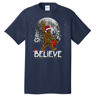 Santa Bigfoot Christmas Sasquatch Believe Tall T-Shirt