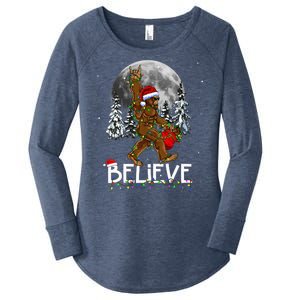 Santa Bigfoot Christmas Sasquatch Believe Women's Perfect Tri Tunic Long Sleeve Shirt