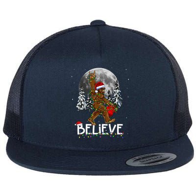 Santa Bigfoot Christmas Sasquatch Believe Flat Bill Trucker Hat