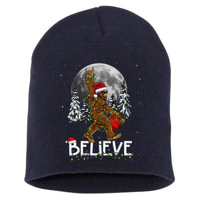 Santa Bigfoot Christmas Sasquatch Believe Short Acrylic Beanie