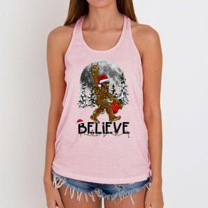 Santa Bigfoot Christmas Sasquatch Believe Women's Knotted Racerback Tank