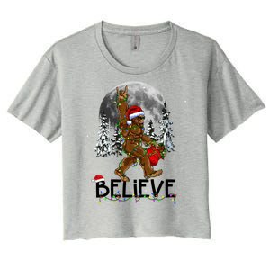 Santa Bigfoot Christmas Sasquatch Believe Women's Crop Top Tee