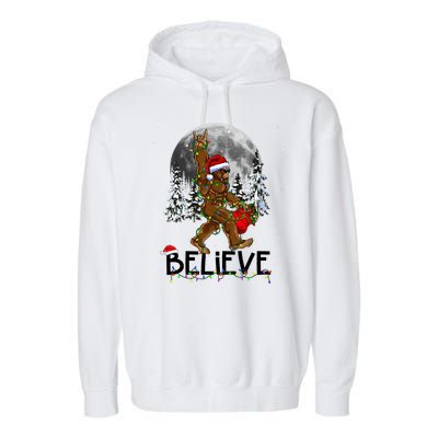 Santa Bigfoot Christmas Sasquatch Believe Garment-Dyed Fleece Hoodie