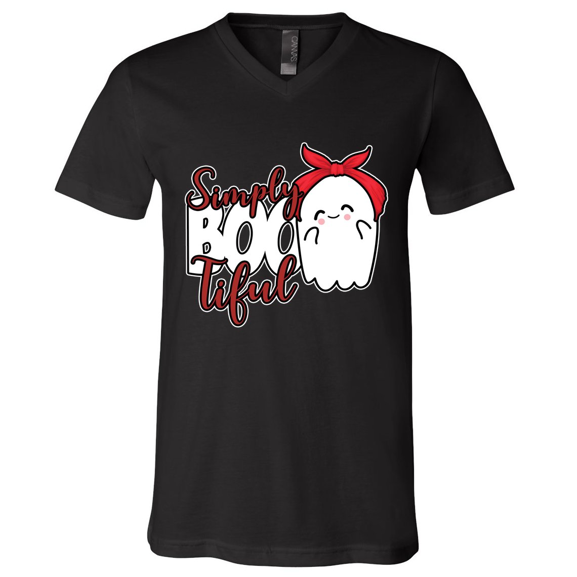 Simply Bootiful Cute Halloween Ghost V-Neck T-Shirt