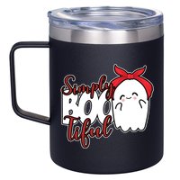 Simply Bootiful Cute Halloween Ghost 12oz Stainless Steel Coffee Mug