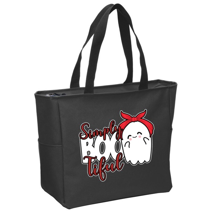 Simply Bootiful Cute Halloween Ghost Zip Tote Bag