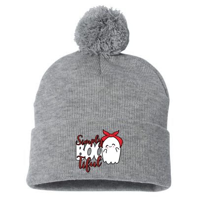 Simply Bootiful Cute Halloween Ghost Pom Pom 12in Knit Beanie