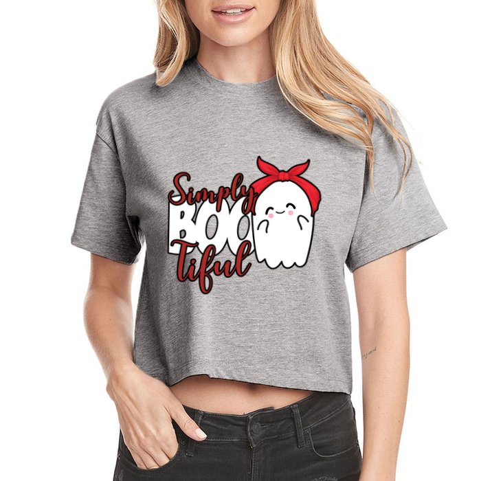 Simply Bootiful Cute Halloween Ghost Crop Top