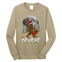 Santa Bigfoot Christmas Lights Funny Sasquatch Believe Xmas Long Sleeve Shirt