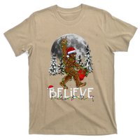 Santa Bigfoot Christmas Lights Funny Sasquatch Believe Xmas T-Shirt