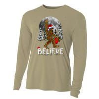 Santa Bigfoot Christmas Lights Funny Sasquatch Believe Xmas Cooling Performance Long Sleeve Crew