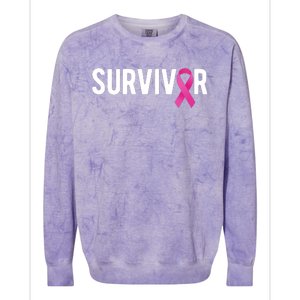 Survivor Breast Cancer Awareness Ribbon Colorblast Crewneck Sweatshirt