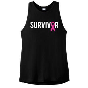 Survivor Breast Cancer Awareness Ribbon Ladies PosiCharge Tri-Blend Wicking Tank