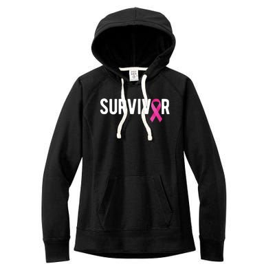 Survivor Breast Cancer Awareness Ribbon Women's Fleece Hoodie