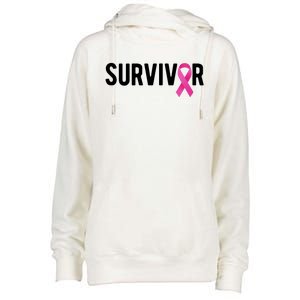 Survivor Breast Cancer Awareness Ribbon Womens Funnel Neck Pullover Hood