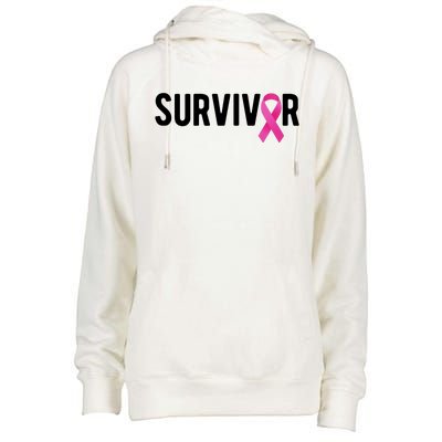 Survivor Breast Cancer Awareness Ribbon Womens Funnel Neck Pullover Hood