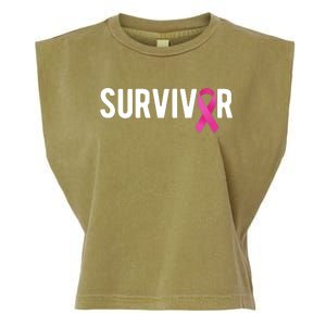 Survivor Breast Cancer Awareness Ribbon Garment-Dyed Women's Muscle Tee