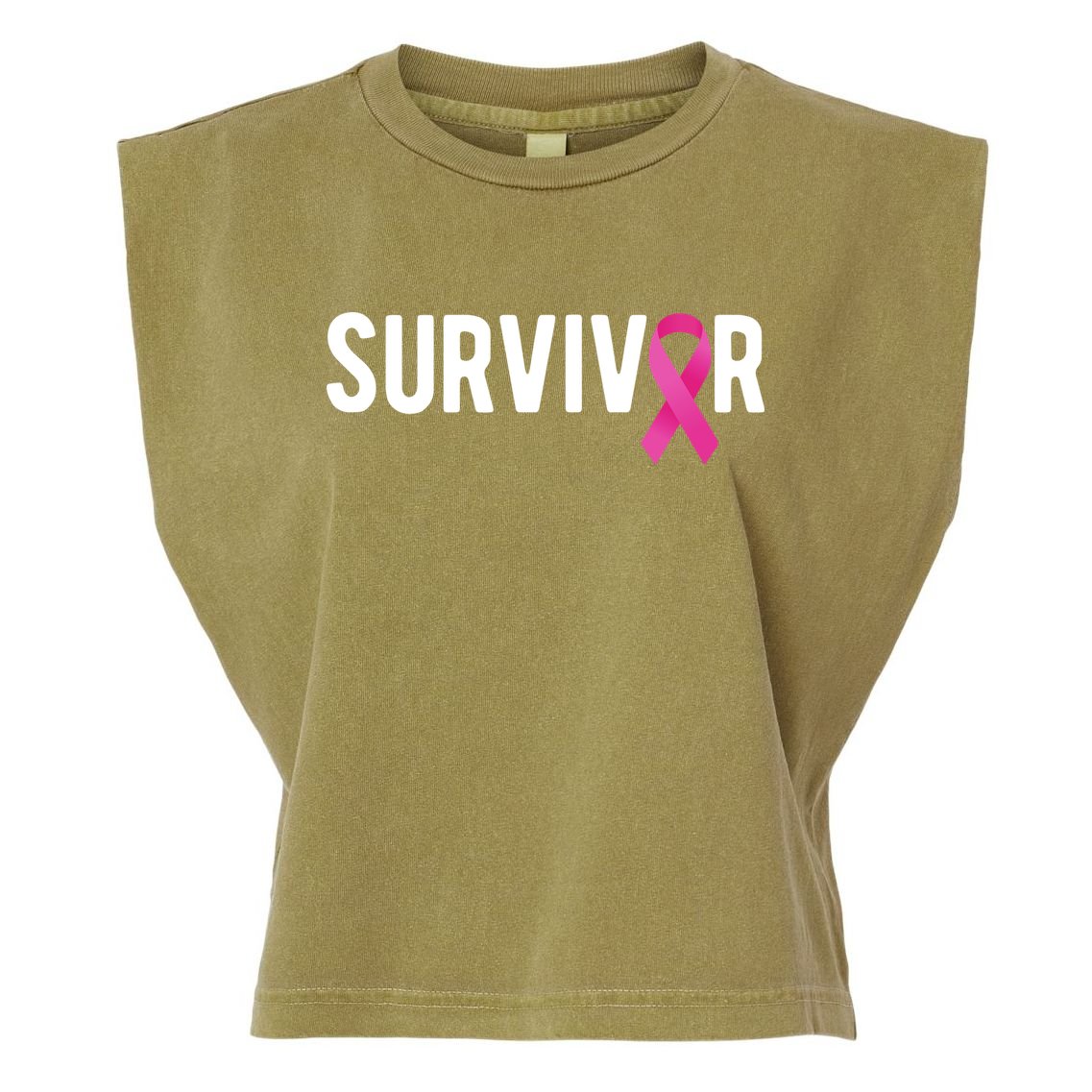 Survivor Breast Cancer Awareness Ribbon Garment-Dyed Women's Muscle Tee
