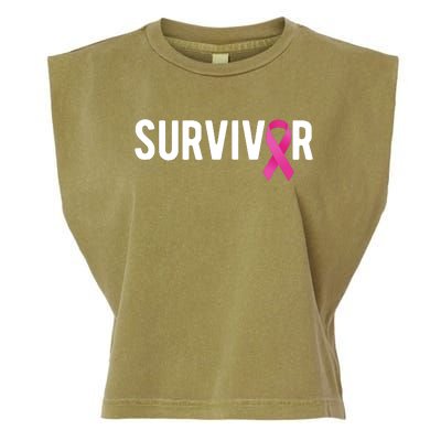 Survivor Breast Cancer Awareness Ribbon Garment-Dyed Women's Muscle Tee