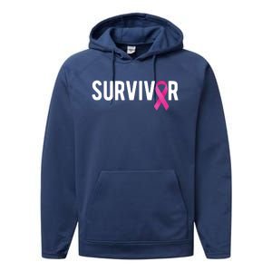 Survivor Breast Cancer Awareness Ribbon Performance Fleece Hoodie