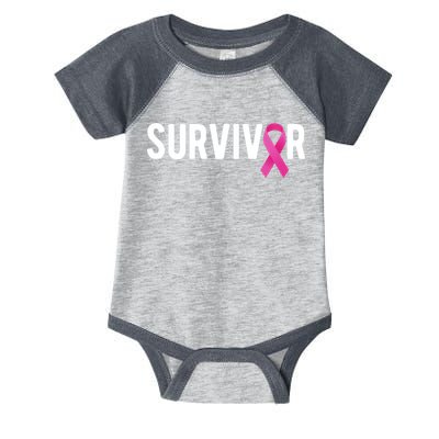 Survivor Breast Cancer Awareness Ribbon Infant Baby Jersey Bodysuit