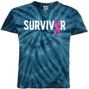 Survivor Breast Cancer Awareness Ribbon Kids Tie-Dye T-Shirt