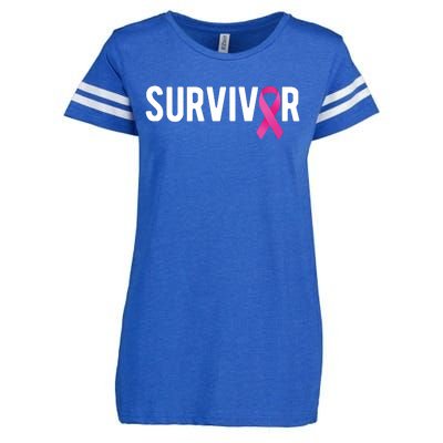 Survivor Breast Cancer Awareness Ribbon Enza Ladies Jersey Football T-Shirt