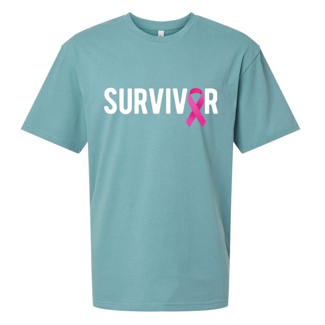 Survivor Breast Cancer Awareness Ribbon Sueded Cloud Jersey T-Shirt