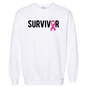 Survivor Breast Cancer Awareness Ribbon Garment-Dyed Sweatshirt