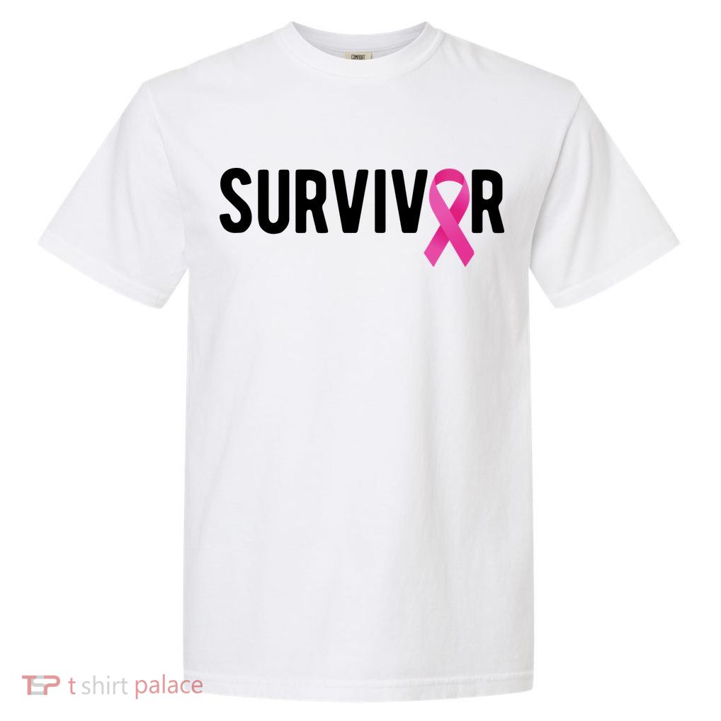 Survivor Breast Cancer Awareness Ribbon Garment-Dyed Heavyweight T-Shirt
