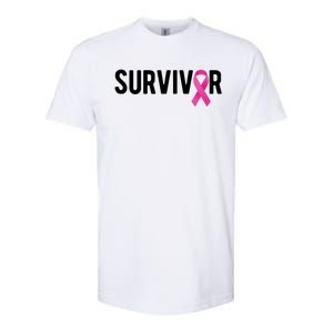 Survivor Breast Cancer Awareness Ribbon Softstyle CVC T-Shirt