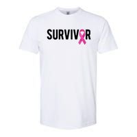 Survivor Breast Cancer Awareness Ribbon Softstyle CVC T-Shirt