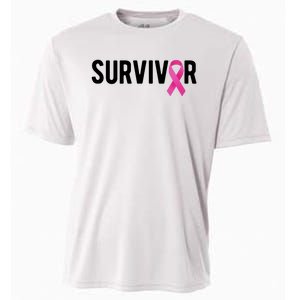 Survivor Breast Cancer Awareness Ribbon Cooling Performance Crew T-Shirt